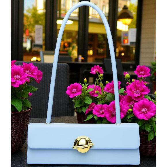 Purse Blue Handbag faux Leather Designer Tote Fashion Shoulder Bag - Picture 1 of 7